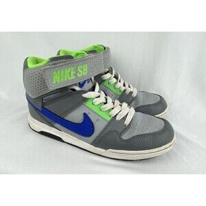 Nike SB Mogan Mid Sneaker Boys Size 4.5 Wolf Gray Green Blue Swoosh Skate School
